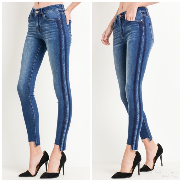 🛍BEST STRETCH Double Shaded Tuxedo Step Hem Jeans - Picture 2 of 3